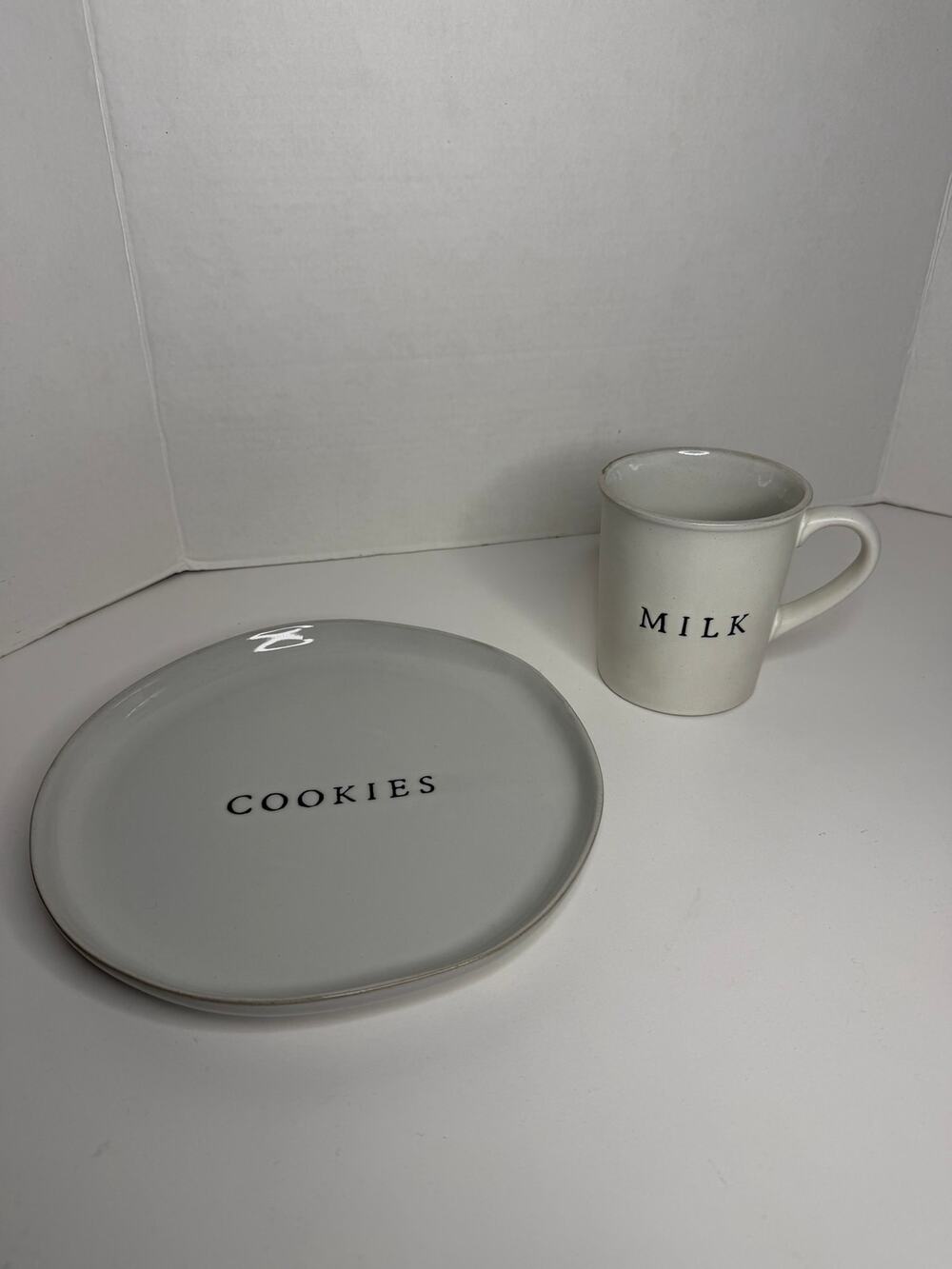 Hearth and Hand With Magnolia Milk and Cookies Mug Plate Set White Stoneware